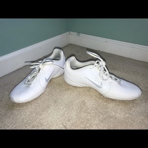 All white Nike cheer sneakers